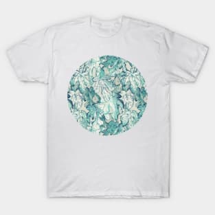 Fig Leaf Fancy - a pattern in teal and grey T-Shirt